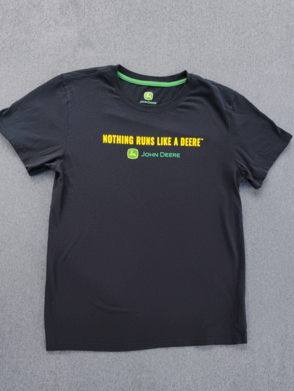 John Deere Black Short-Sleeve Tee with Yellow & Green Logo